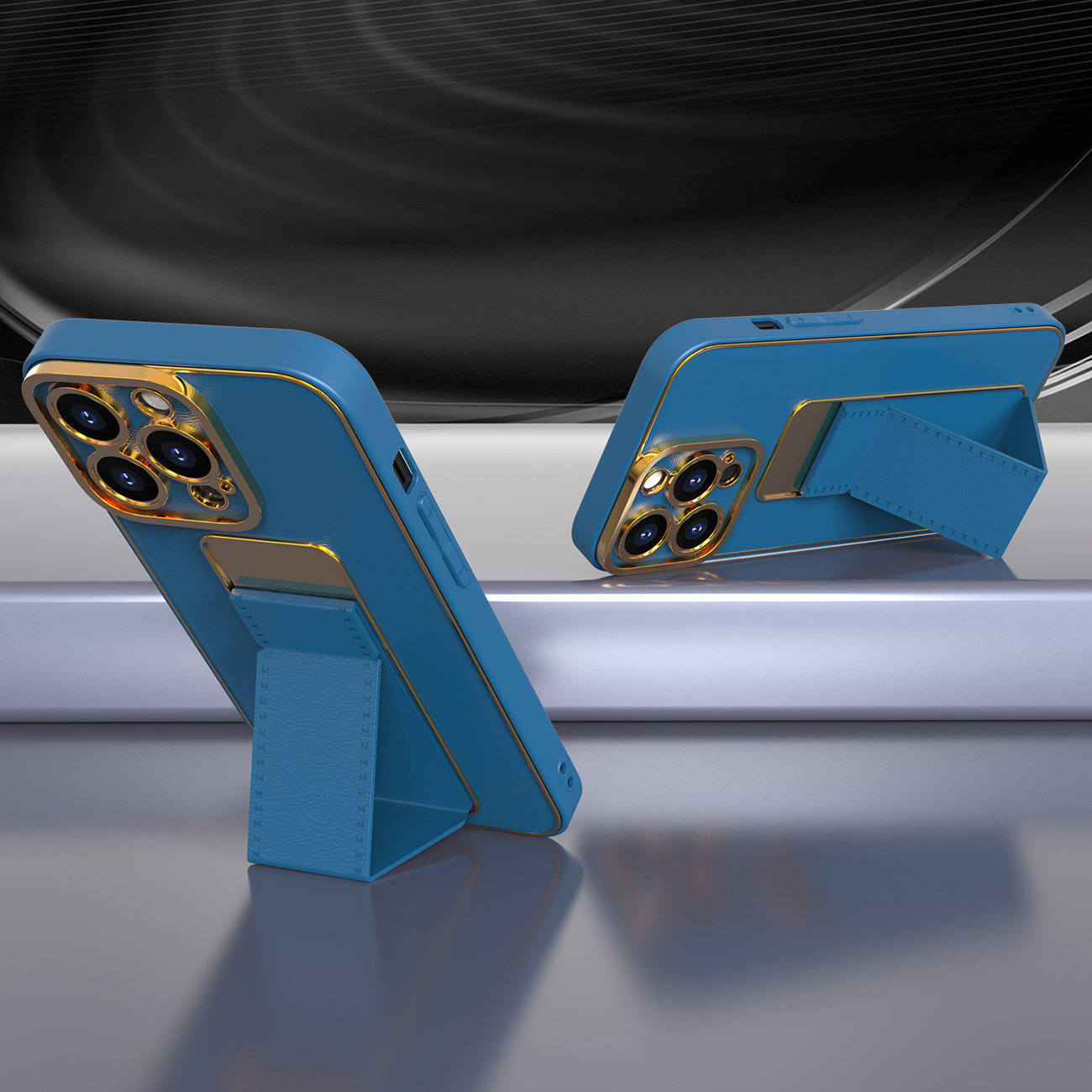 Luxury kickstand ohišje za Apple iPhone 12 Pro - Modra
