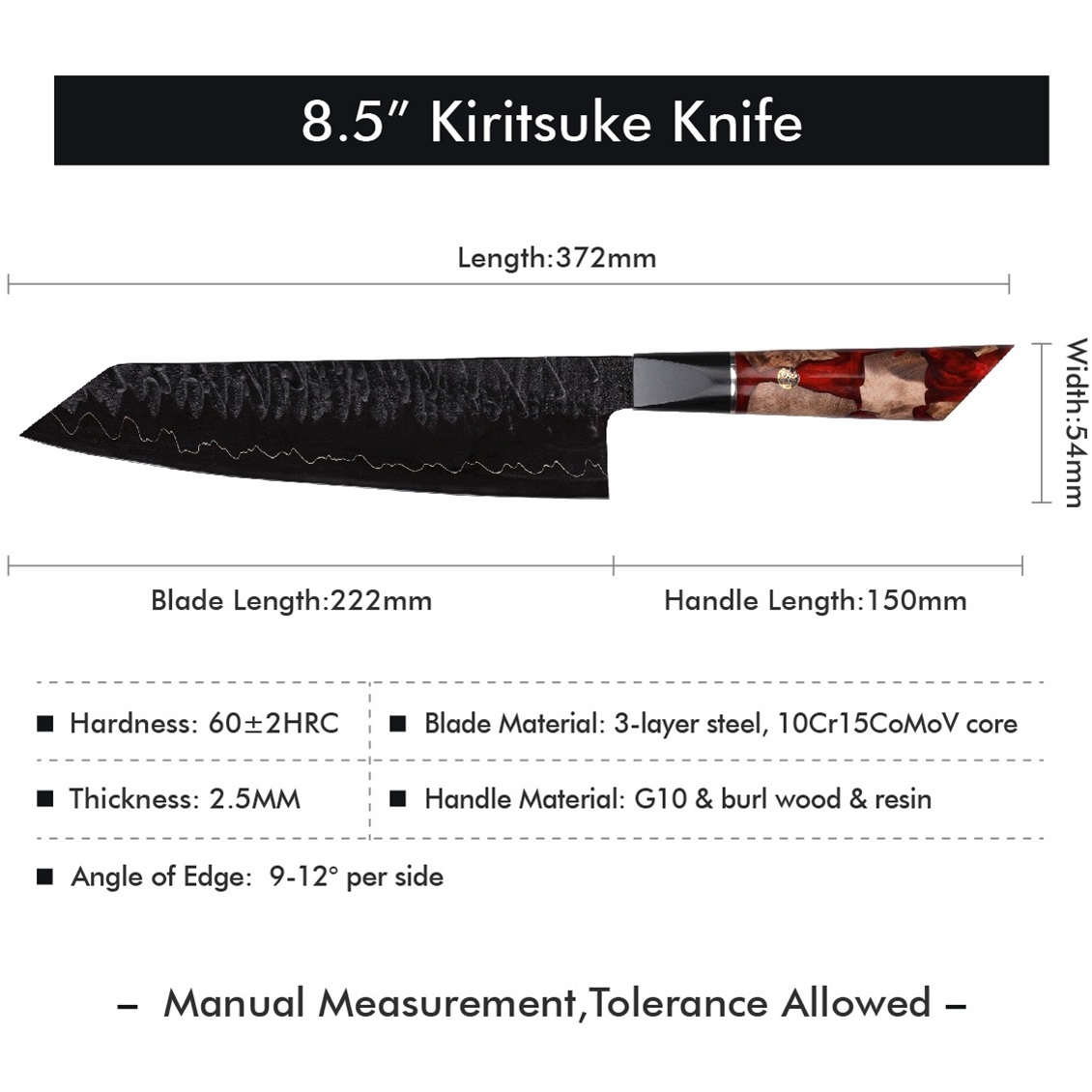Damaskast kuhinjski nož EN-37394 - Kiritsuke / Rdeča / Rjava