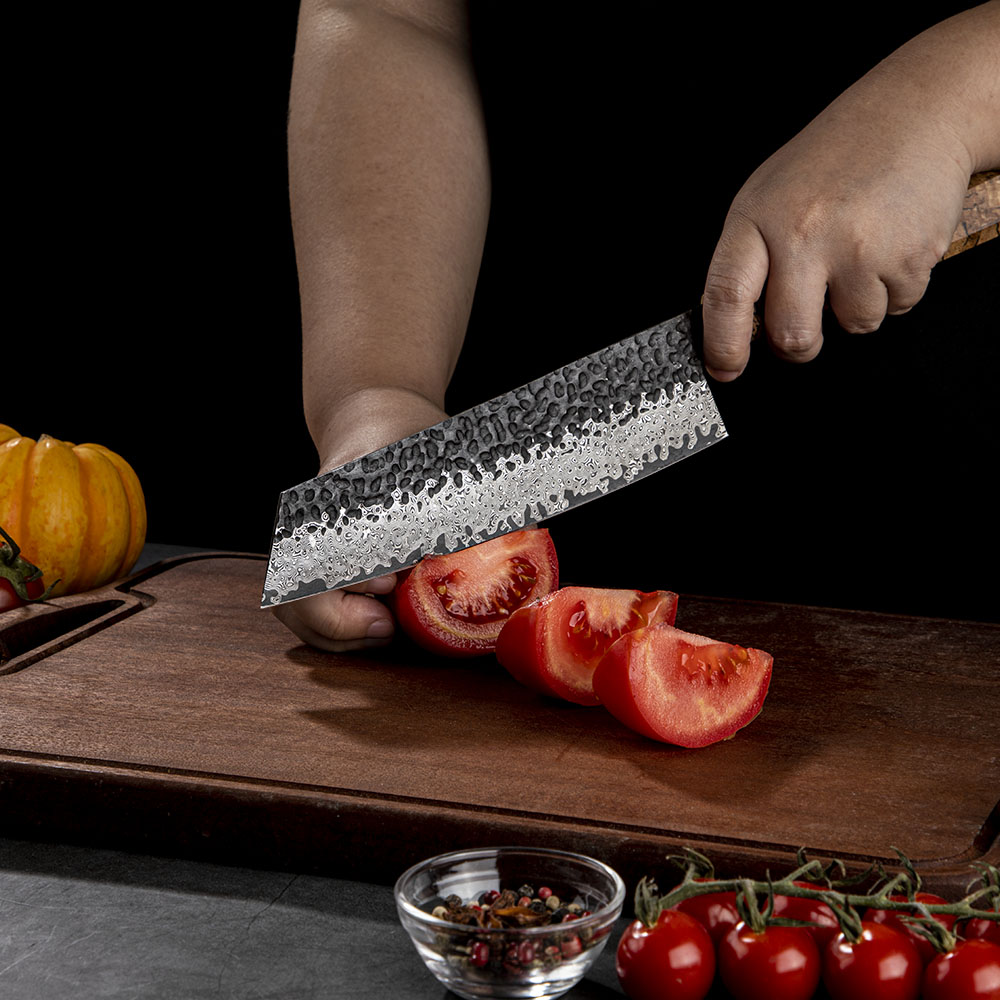 Damaskast kuhinjski nož ZE-37430 - Santoku / Rjava