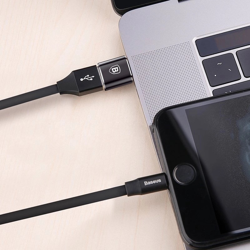 Baseus Mini USB - A na USB - C OTG adapter - Črna