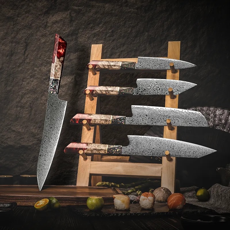 Damaskast kuhinjski nož SA-20091 - Kiritsuke / Temno Zelen