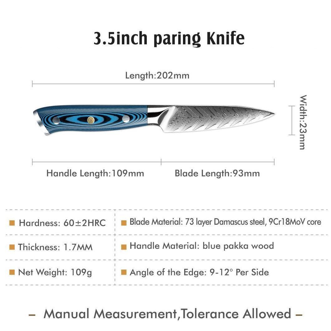 Damaskast kuhinjski nož TU-37506 - Bunka / Modra