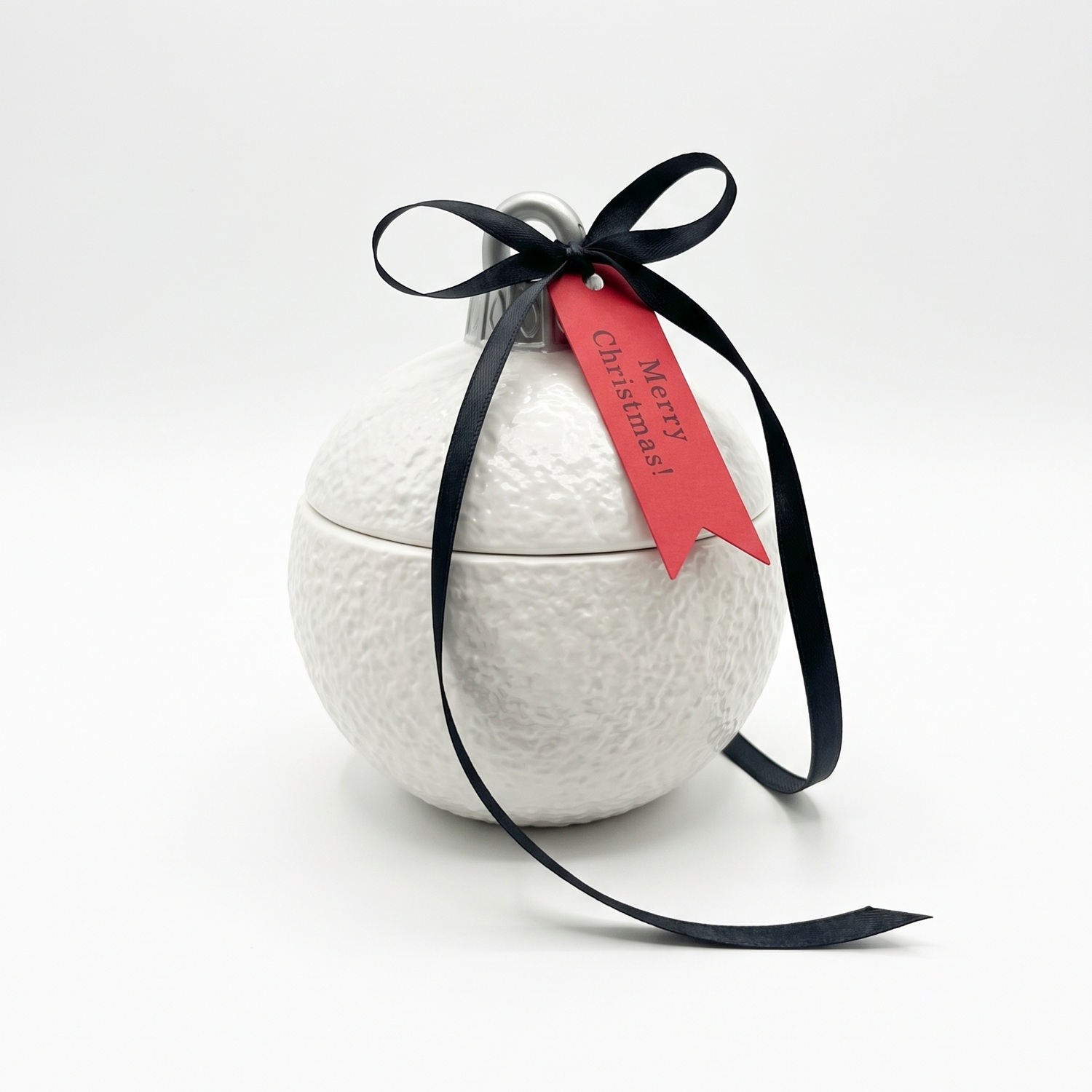 Sveča Christmas Bauble Classic MINI - Bela / Srebrna / Zimska Čarovnija