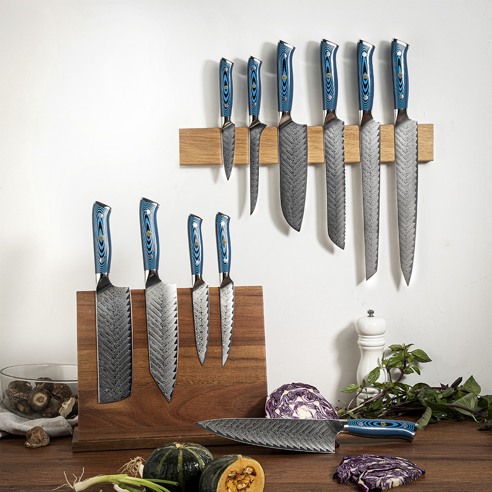 Damaskast kuhinjski nož TU-37506 - Bunka / Modra
