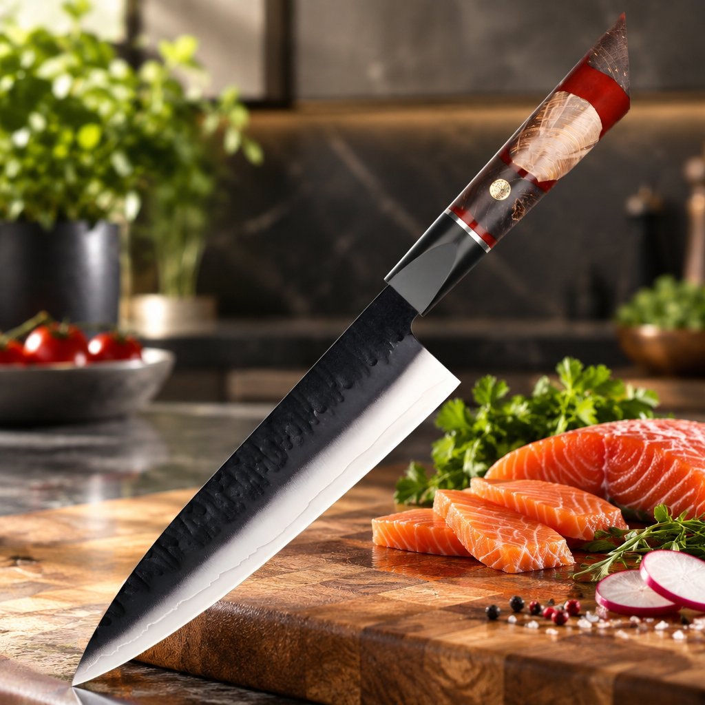 Damaskast kuhinjski nož AR-37336 - Chef / Rdeča